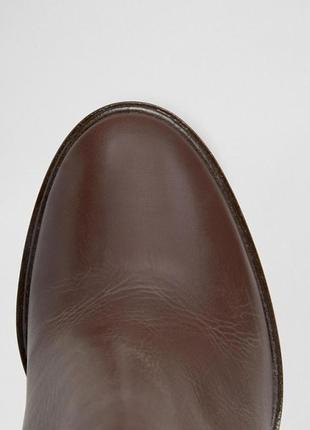 Кожанные ботильоны asos elle коричневые на каблуке 37 размер ботинки сапоги2 фото