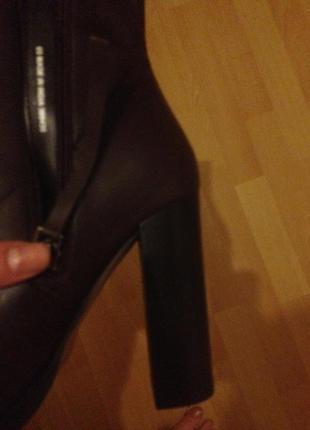 Кожанные ботильоны asos elle коричневые на каблуке 37 размер ботинки сапоги4 фото