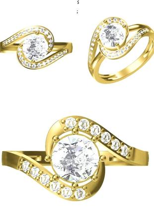 Кольцо с кубическим цирконом 18k2 фото