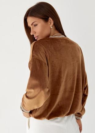 Жіночий веломуровий свитшот - коричневий колір, s (є розміри) l2 фото