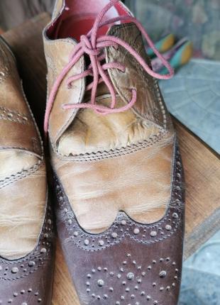 Кожаные натуральные туфли броги ботинки кожа оксфорды мужские унисекс женские9 фото