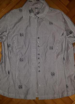 Новая шикарная блуза в полоску с вышивкой от eterna! p.-44! батал