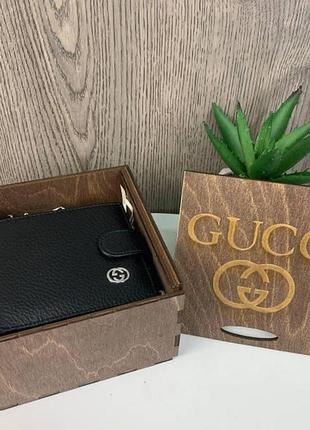 Мужской кожаный кошелёк портмоне в деревянной коробке9 фото
