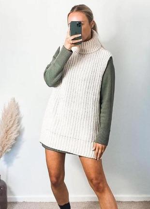 Вязний молочний жилет h&m