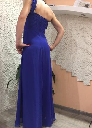 Шикарное синее платье, платье в пол, платье на одно плече2 фото