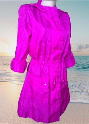 Яскрава жіноча подовжена вітровка denim co дощовик легка курточка плащ рожевий фуксія