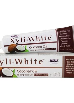 Now foods solutions xyliwhite зубная гель-паста с кокосовым маслом мята. 181 г