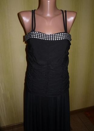 Гарне чорне плаття на тонких бретелях сарафан р. 46/48/509 фото