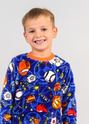 Теплая пижама для мальчика мячи (велсофт) 2036-11м‘ячі2 фото