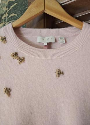 Вовняний светр ted baker з вишитими бджілками кашемір вовна5 фото