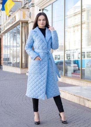 Куртка-пальто жіноче (блакитна).3 фото