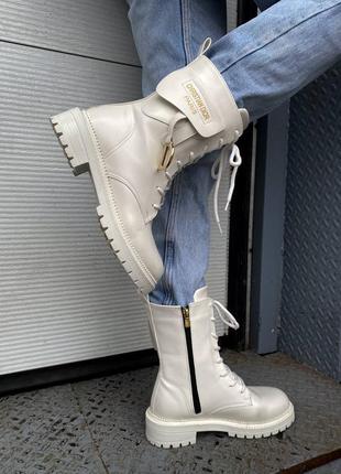 Черевики жіночі  dior boot white хутро8 фото