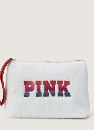 Плюшевая сумка косметичка victoria’s secret pink лимитированная серия