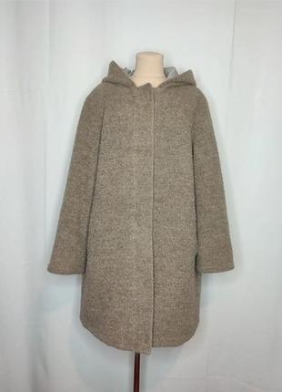Пальто вовняне букльоване коричневе, вовна і альпака1 фото