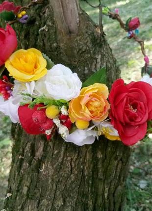Украинский веночек український вінок з квітів венок з яскравими квітами1 фото
