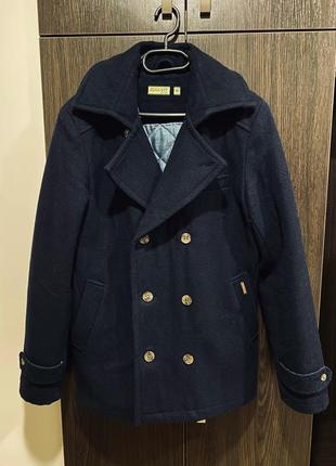 Шерстяне пальто (60% шерсті) чоловіче темно синє р. м 48 50 38 шерстяное пальто1 фото