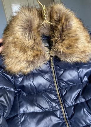 Тепла куртка, пуховик, на осінь-зиму з хутровим коміром2 фото