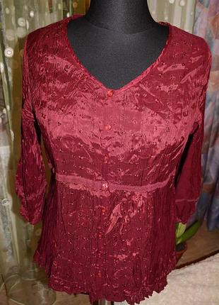Нарядная натуральная блуза, вышивка, вискоза