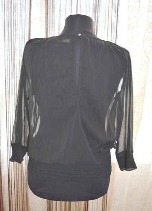 Шифоновая блузка (вышиванка) с запахом на спине, пайетки, стеклярус, №42 фото