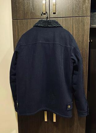 Шерстяне пальто (60% шерсті) чоловіче р. м 38 48 темно синє напівпальто зимове пальто мужское куртка3 фото