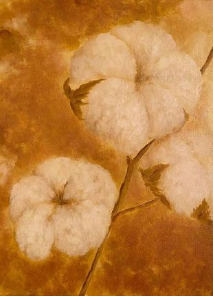 Бавовна хлопок картина маслом триптих пейзаж квіти цветы 40*40см1 фото