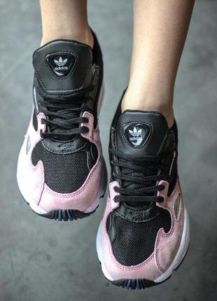 Стильные женские кроссовки adidas falcon black/pink4 фото