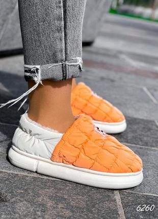 Трендові жіночі зимові черевички marí ,помаранчевий + беж9 фото