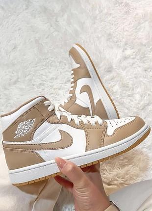 Жіночі кросівки jordan 1 retro beige джордан ретро бежеві