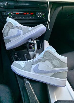 Жіночі кросівки jordan 1 retro grey violet джордан фіолетові