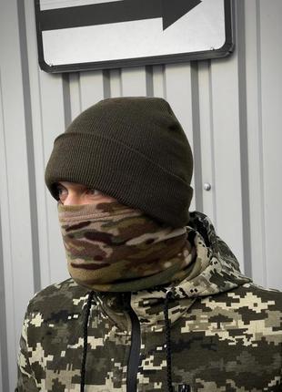 Мужская черная шапка трикотаж чоловіча чорна шапка трикотаж4 фото