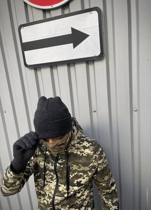 Мужская черная шапка трикотаж чоловіча чорна шапка трикотаж9 фото