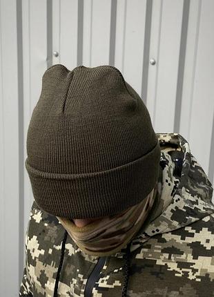 Мужская черная шапка трикотаж чоловіча чорна шапка трикотаж5 фото