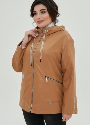 Жіноча шкіряна куртка батал "сієна"5 фото