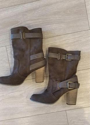 Шикарні чоботи замшеві ботильйони з ременями!!!