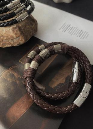 Чоловічий браслет натуральна шкіра; мужской кожаный браслет