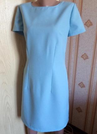 Платье небесно-голубое из габардина размер l -m2 фото