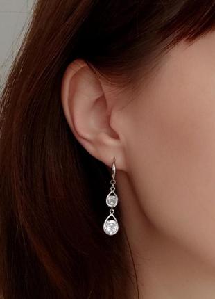 Серьги серебрянные висюли капельки