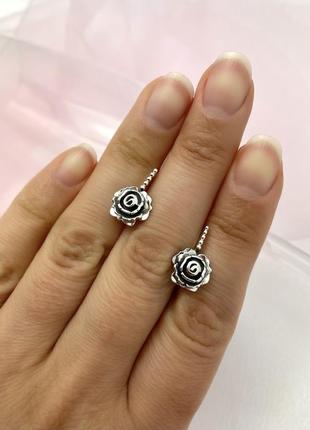Срібні кульчики "троянди"