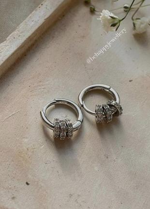 Серьги кольца с подвесками серебро 925, серьги для мочки и хряща