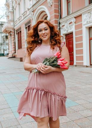 Сарафан волан пудровый р.50-56 54