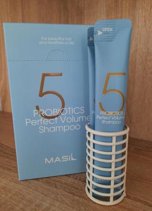 Шампунь для додання обсягу волоссю з пробіотиками masil 5 probiotics perfect volume shampoo 8ml