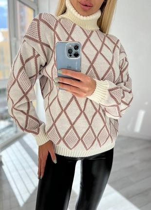 Теплий жіночій светр, светр з принтом9 фото