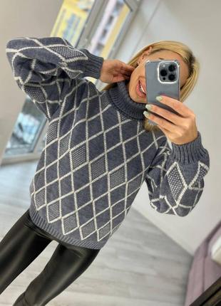 Теплий жіночій светр, светр з принтом7 фото