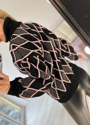 Теплий жіночій светр, светр з принтом2 фото