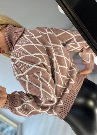 Теплий жіночій светр, светр з принтом4 фото