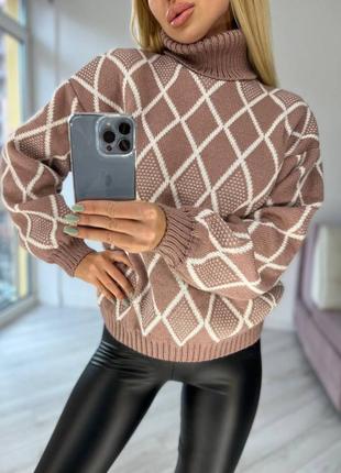 Теплий жіночій светр, светр з принтом3 фото