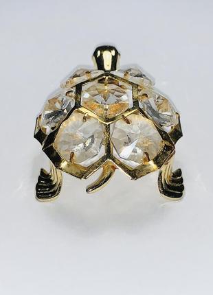 Декоративна металева фігурка / статуетка металева черепашка з кристалами на панцері3 фото