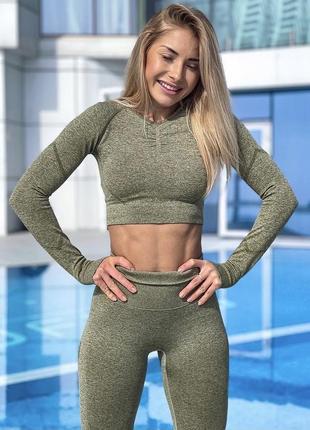 Спортивний комплект безшовний для фітнесу, йоги пуш-ап push-up, фітнес костюм,...