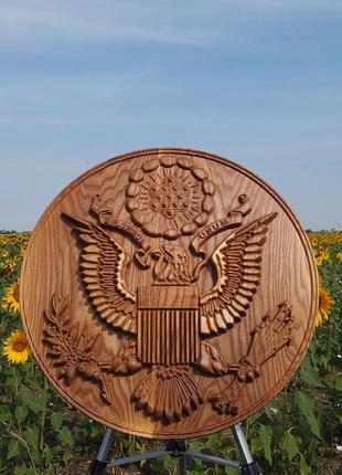 Американский герб, большая печать сша, изготовленная из дерева1 фото