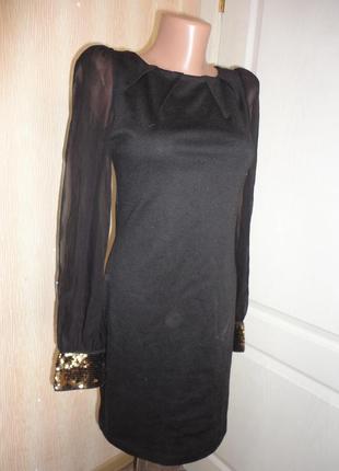 Ошатне чорне плаття asos р. 10 (ог 86-94, дл.85,рукав 65)